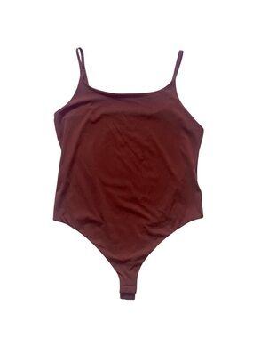 CALIA Cami Bodysuit Brown Adjustable Strap Snap Bottom | XL